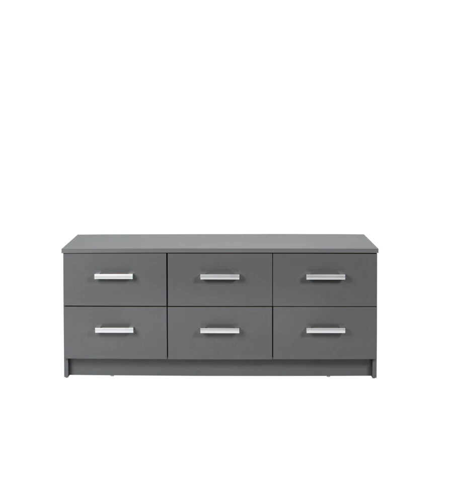 CASSETTIERA GRIGIA CON 6 CASSETTI, 121,8X40X50,8 CM